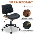 thumbnail image 5 of HAWGUAR Armless Home Office Chair with Wheels Mid Back Modern Walnut Chair Small Desk Chair No Arms Leather  Computer Chair for Office, Meeting Room,Makeup Room (Black), 5 of 7