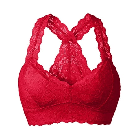 GZWYHT Full Coverage Bra Clearance Bras for Women  Women Plus Size Vest Crop Wire Bra Lingerie Sexy V Neck Underwear Lingerie S 3XL  Seamless Bras Lace Bralette Push Up Bra Red XL