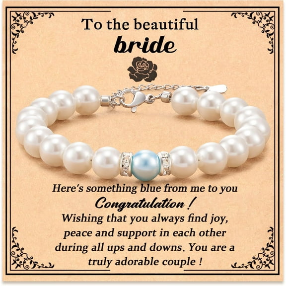 Women Bracelet Something Blue Pearl Bead for Bride to Be Bridal Shower Gifts for Bride to Be