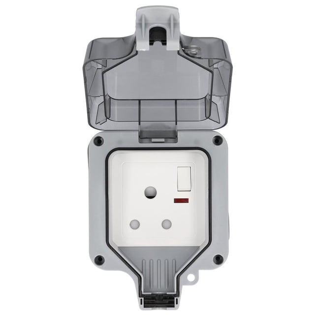 Billuyoard Enchufe resistente a la intemperie para exteriores IP66 Clasificado a prueba de salpicaduras Europeo 15A Interruptor de carga a prueba de lluvia Electrodomésticos Billuyoard HA018878-00
