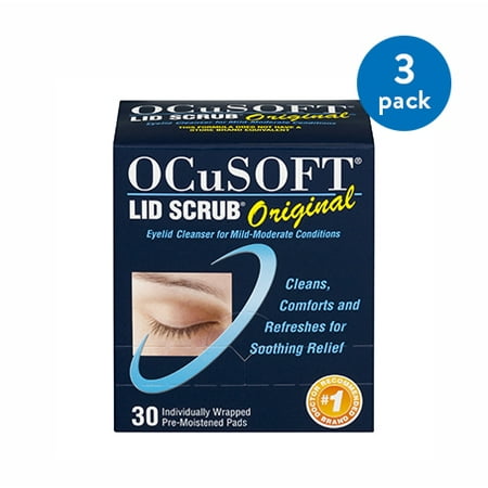 (3 Pack) Eyelid Cleanser OCuSOFTÃÂ® Lid ScrubÃÂ® 30 per Box (Best Eye Drops For Sjogren's)