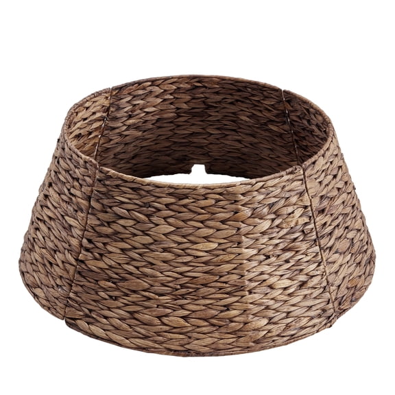 EDX 24in Chionachne Woven Christmas Tree Collar, Christmas Tree Skirt Cover for Christmas Tree Decorations,Brown