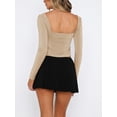 thumbnail image 6 of Caoirhny Women T-shirt, Long Sleeve Backless Solid Slit Ladies Crop Top Streetwear for Daily Party, 6 of 7