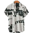 thumbnail image 5 of Camisa retro de manga corta para hombre, periódicos antiguos impresos en 3D, diseño de botones informal y moderno para ropa de calle y hogar, 5 of 5