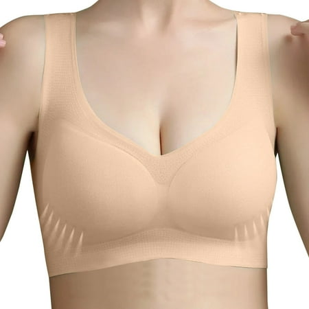 kamemir Minimizer Bras for Women Women s Super Soft Wireless Lightly Lined Comfort Bra(Beige L)