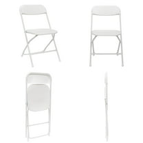 GoDecor 4 Pack Folding Camping Chairs Plastic Wedding Chairs, Comforatble Event Chair, Foldable Chairs, White