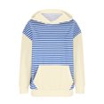 thumbnail image 4 of Women's Pullover Hooded Striped Casual Hoodie Elastic Waist Winter Shirt Loose Sweatshirt with Pockets Oversized Cotton Sweater (Blue M), 4 of 5