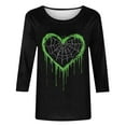 thumbnail image 4 of Kilaqueen Plus Size Women 3/4 Length Sleeve Tunic Tops Halloween Funny Cute Graphic Crew Neck Loose Fit Tees Blouses, 4 of 5