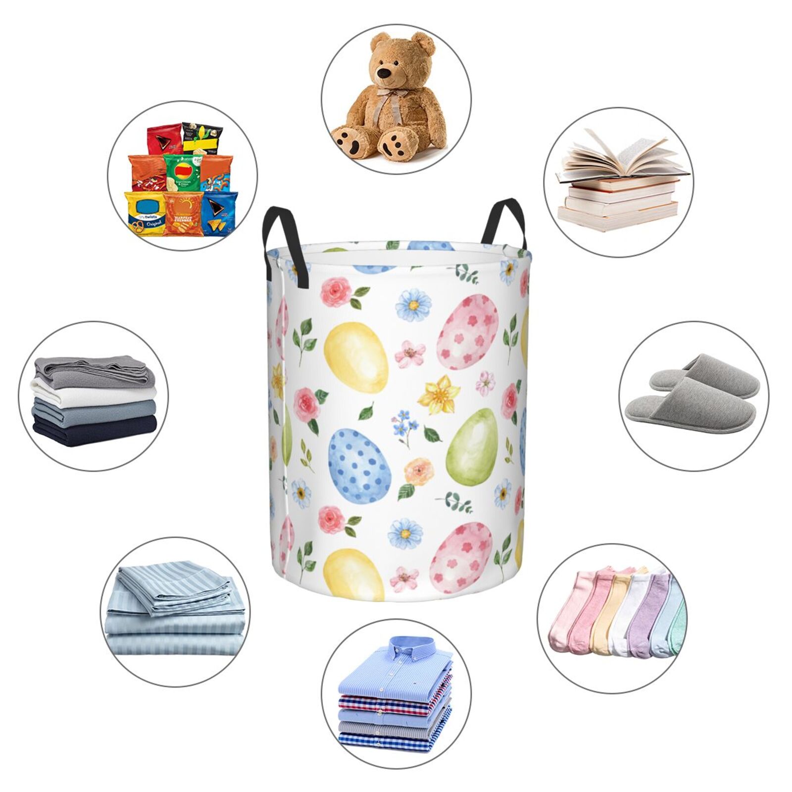 Large Laundry Basket with Handles - Easter Egg3 Kids Baby Dirty Clothes Laundry Hamper for Bedroom Aesthetic
