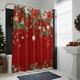thumbnail image 4 of Red Christmas Bathroom Shower Curtain Xmas Poinsettia Balls Botanical Birds Waterproof Washable Shower Curtains for Bathtub Bath Decor with Grommets and Hook 54 X 78 Inch, 4 of 8