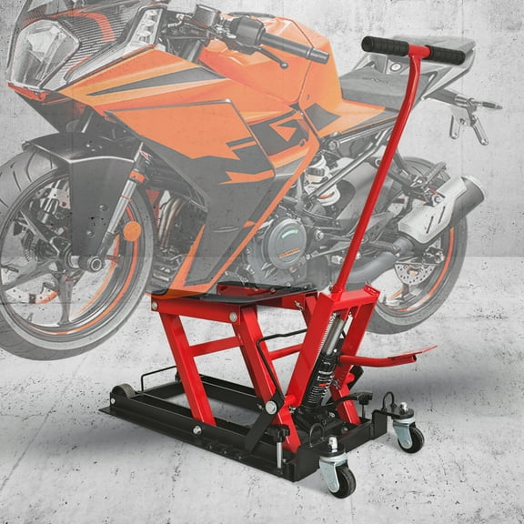 Vertlley Hydraulic Motorcycle Lift Jack 1500 lb Capacity Steel ATV Lifts Stand Hoist with Wheels and Handle for Motorcycles