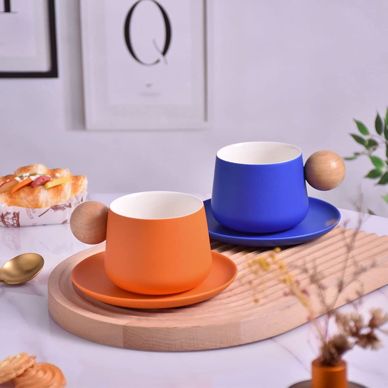 Koythin Ceramic Coffee Mug with Saucer Set, Cute Creative Cup Unique  Irregular Design for Office and…See more Koythin Ceramic Coffee Mug with  Saucer