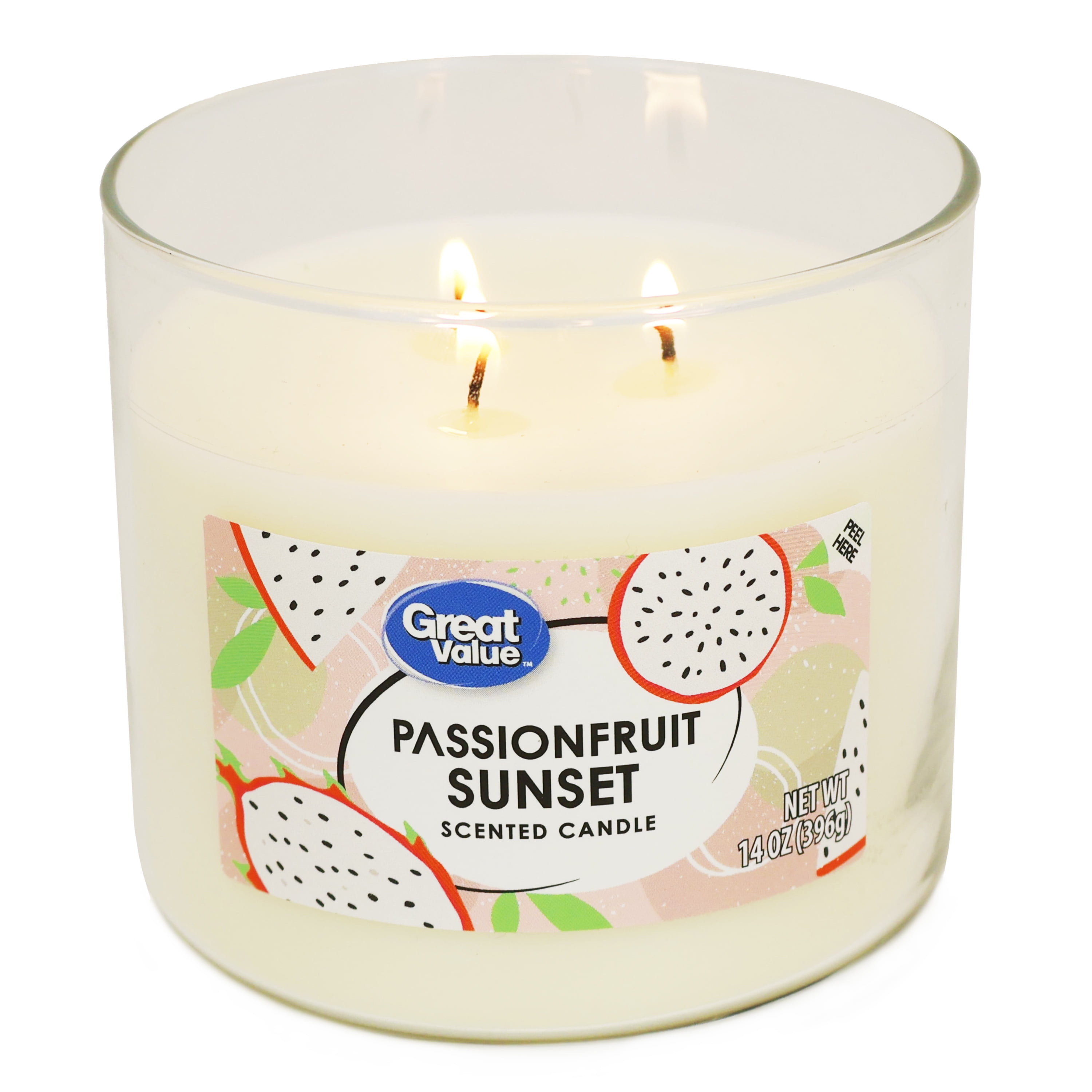 Great Value Passionfruit Sunset Scented Jar Candle, 14 oz