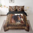 thumbnail image 2 of Homewish Teens Farmhouse Animal Horse Twin Bedding Sets 7-Piece,Lodge Cabin Bedding Comforter Set Microfiber,Retro Vintage Breathable Sheet Sets,Super Cozy Room Decor,Reversible, 2 of 8