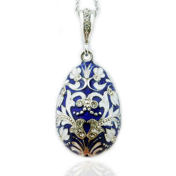 Faberge Style Egg Pendant Sterling Silver 925 Swarovsky NEW!