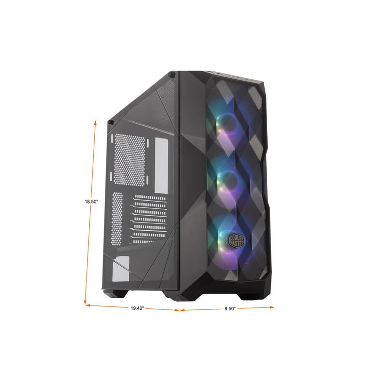 Cooler Master MasterBox TD500 Mesh Airflow ATX Mid-Tower with Polygonal Mesh  Front Panel, Crystalline Tempered Glass, E-ATX up to 10.5, Three 120mm  ARGB Lighting Fans 