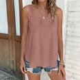 thumbnail image 7 of Eyelet Tank Tops Womens Scalloped Plus Size Sleeveless Shirts Irregular Hem Casual Trendy Flowy T Shirt( Coffee, XL ), 7 of 7