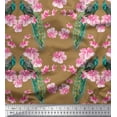 thumbnail image 1 of Soimoi Rayon Fabric Floral & Peacock Bird Fabric Prints by Yard 42 Inch Wide, 1 of 3