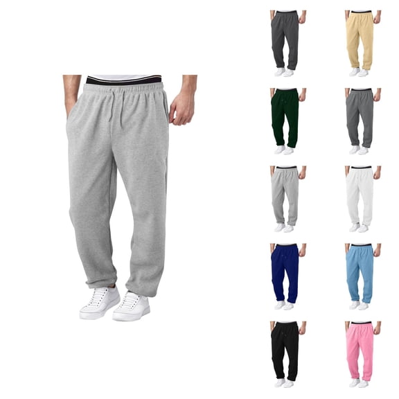 Men Sweatpants 2026 Trendy Elastic Waist Drawstring Relaxed Fit Wide Leg Casual Pants Trousers with Pockets