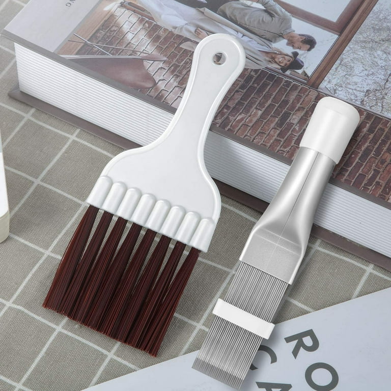 2 Pieces Air Conditioner Condenser Fin Cleaning Brush and Stainless Steel  Air Conditioner Fin Cleaner, Refrigerator Coil Cleaning Whisk Brush Metal