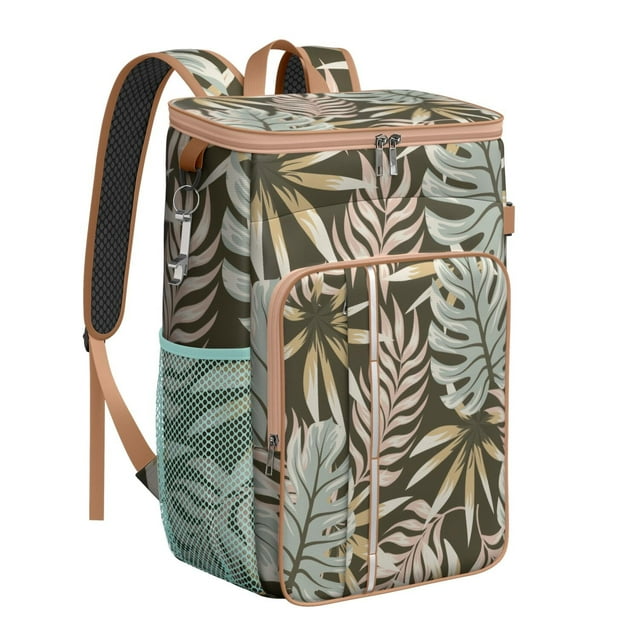 Hawaiian Floral Insulated Backpack Cooler - 20L, Multiple Pockets for Organized Storage, Lightweight Design