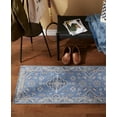 thumbnail image 4 of TOWN & COUNTRY LUXE Livie Forever Vintage Everwash® Washable Multi-Use Decorative Rug with Non-Slip Backing, Blue/Ivory, 24"x72", 4 of 10
