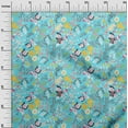 thumbnail image 2 of oneOone Cotton Flex Aqua Blue Fabric Floral Sewing Material Print Fabric By The Yard 40 Inch Wide, 2 of 4