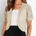 thumbnail image 6 of Weikingp Women Lace Sheer Mesh Cardigan Cropped Casual Elegant Party Club Summer Cardigans Going Out Outwear Cover Up for Dresses Yellow S, 6 of 8