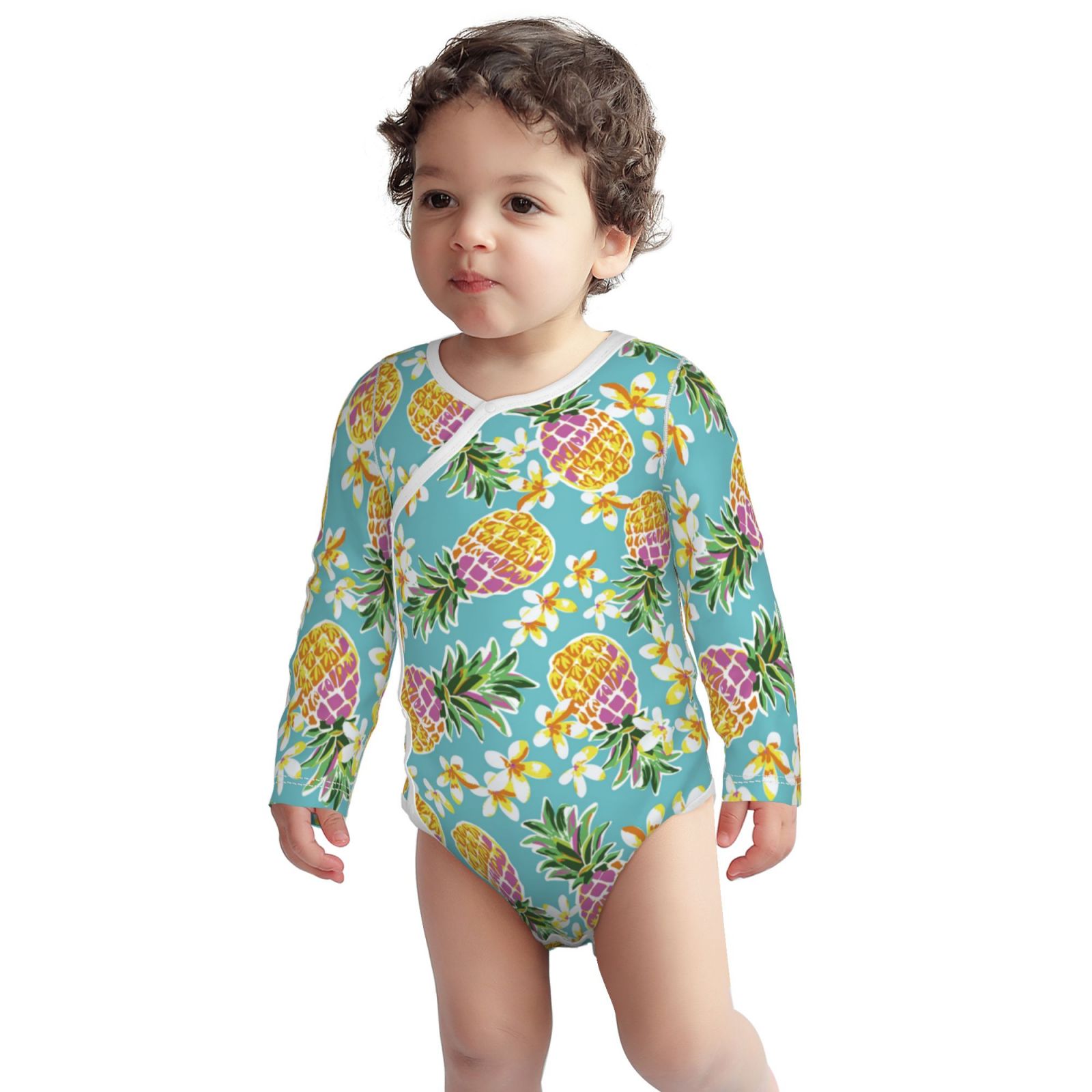 Xecao Cute Pineapples Print Baby unisex-baby Cotton Long-sleeve Bodysuits-3 Months
