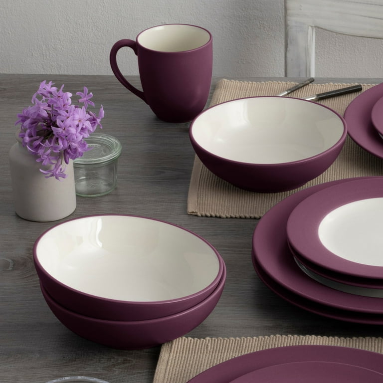 Noritake Colorwave Burgundy 16-Piece Rim Dinnerware Set, Service