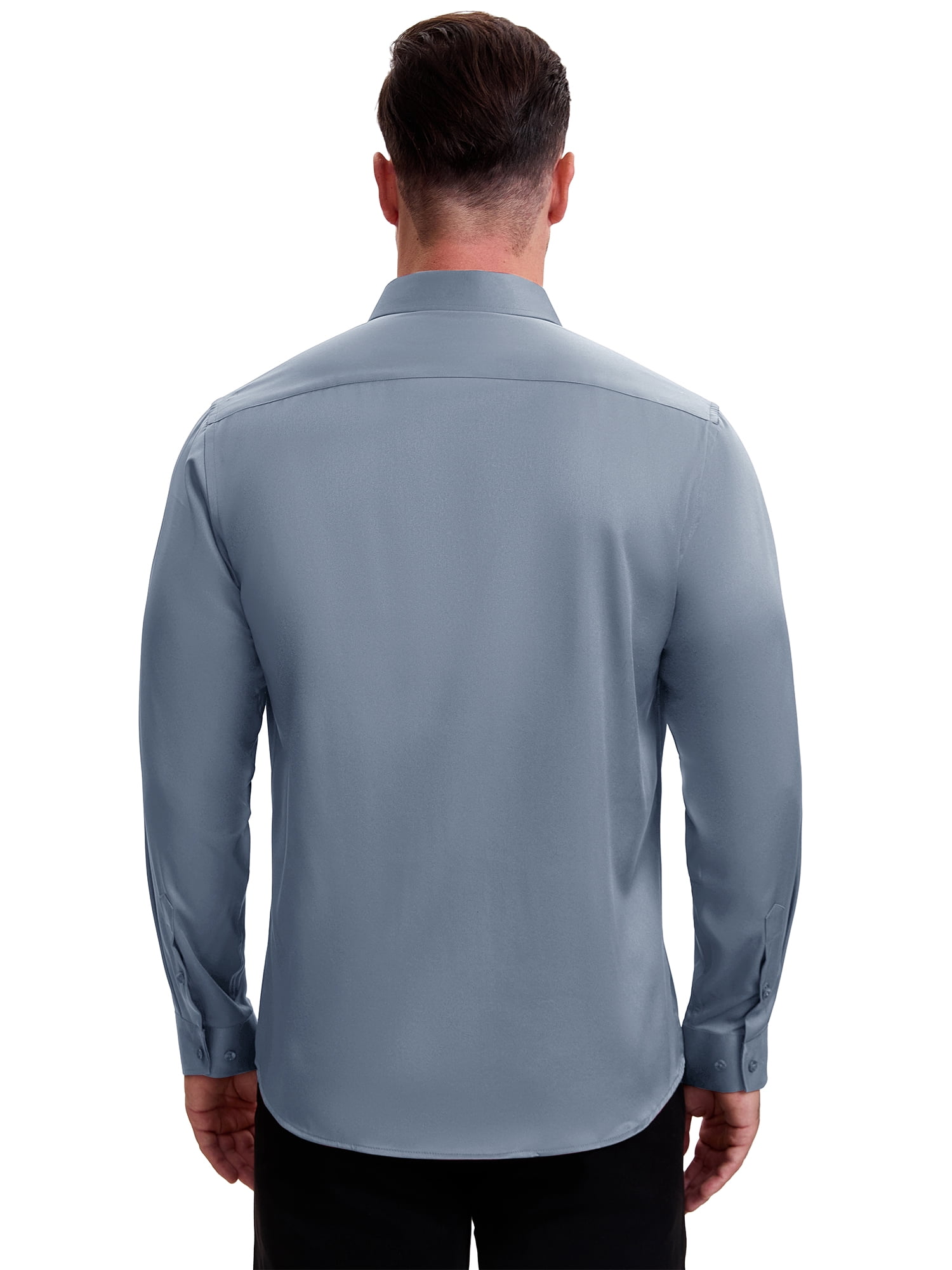 DARING DIVA Men's Point Collar Long Sleeve Button Down Formal Shirts 3XL Gray