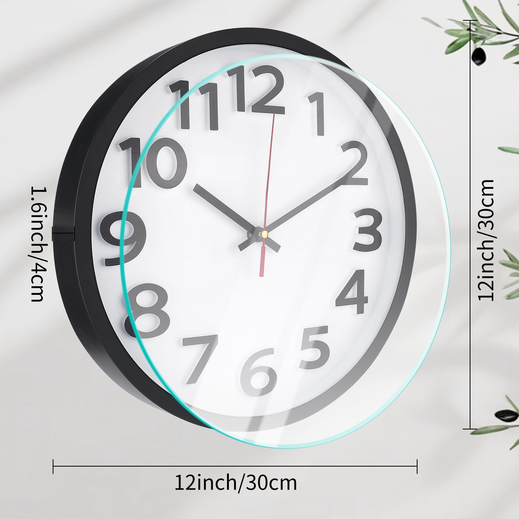Unique Bargains Non-Ticking Battery Operated Wall Clock Grey