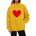 thumbnail image 4 of Ynynloco Women's Valentine's Day Sweatshirt Heart Print Turtleneck Long Sleeve Pullover Tops with Pocket Fall Winter Warm Sweatshirts, 4 of 5
