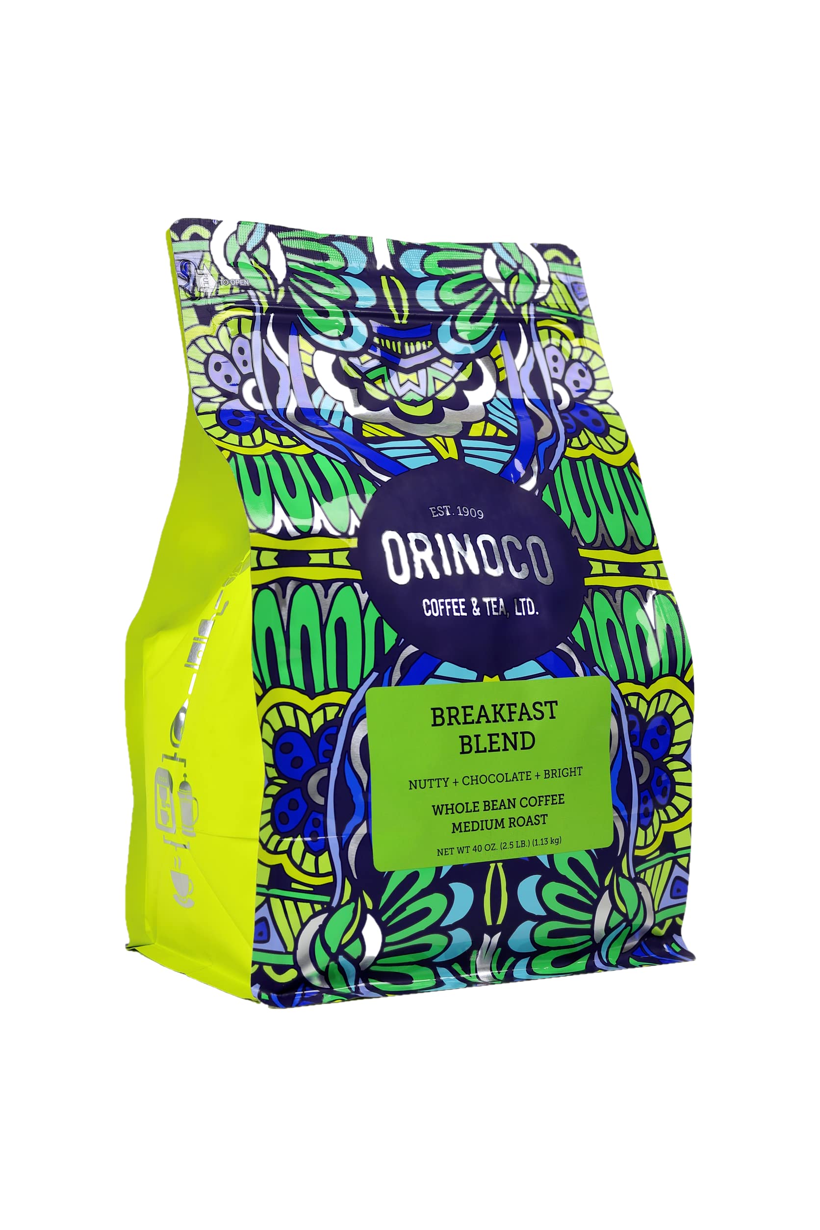 Orinoco Breakfast Blend 2.5lb bag, Medium Roast, Whole Bean Coffee 100% Arabica Beans