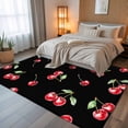 thumbnail image 5 of 5x7 Area Rugs, Cherry Rustic Non-Skid Rubber Backing Large Rectangle Rugs - Living Room Bedroom Home Office, Spring Summer Tropic Fruit Black Indoor Floor Mat Carpets Washable Rug, 5 of 9