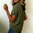 thumbnail image 4 of IUYRTFE Women's Short Sleeve Button Down Collared Blouse Solid Color Casual Summer Work Shirt, 4 of 6