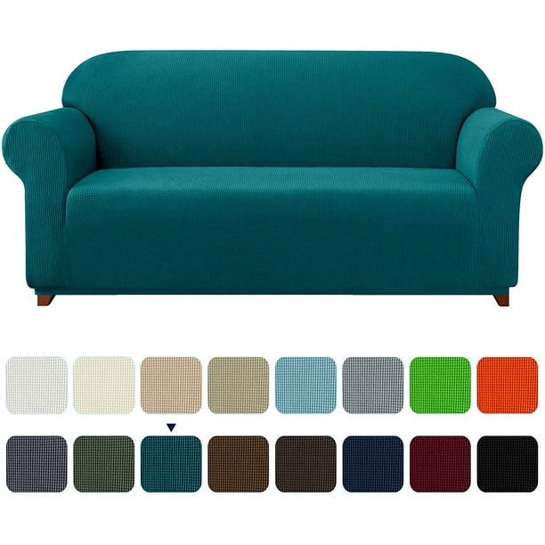 Subrtex Stretch 1Piece Textured Grid Loveseat Slipcover, Turquoise
