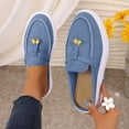 thumbnail image 2 of Women Shoes Womens Loafers Slip On Mules for Women Closed Toe Casual Flats Comfort Canvas Flat Shoes Tassel Decor Non Slip Wide Width Walking Slides Fashion House Shoes for Daily Dress Travel, 2 of 8