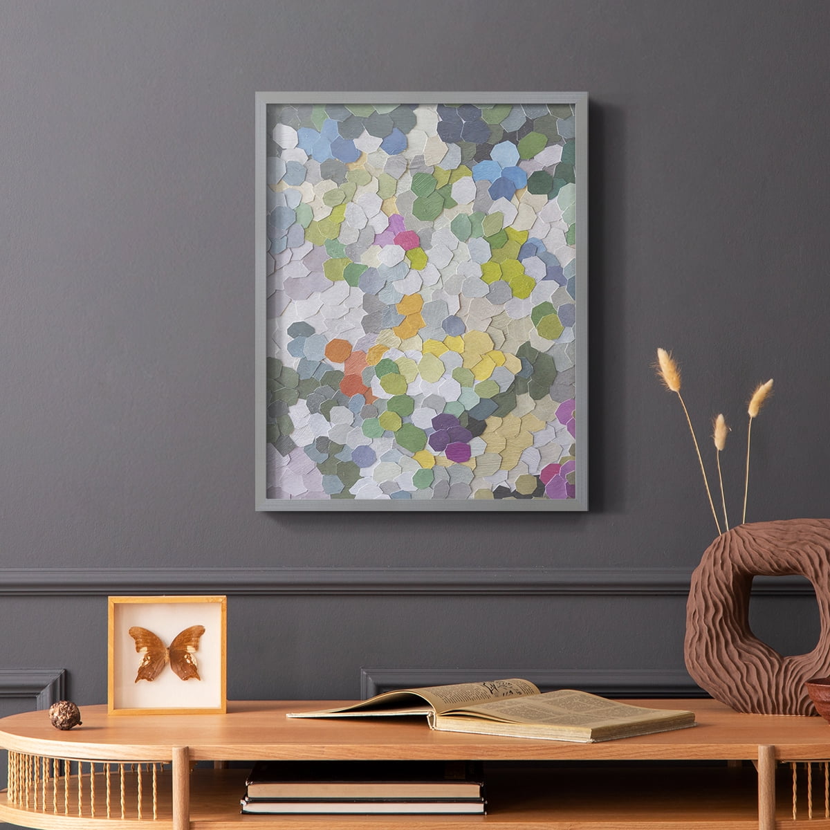 Canne Garden Framed Print in Gray Solid Wood Framed Print No Nail Hanging