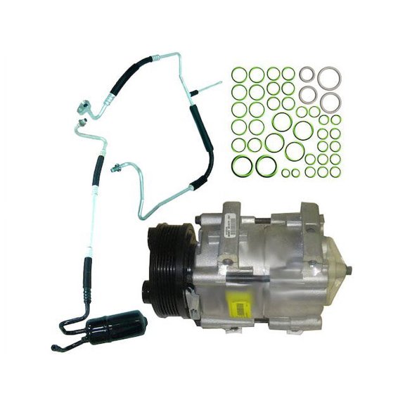A/C Compressor Kit with Liquid Line, Accumulator / Drier, Front Liquid Line and O-ring Seal Kit - Compatible with 2002 - 2007 Ford Taurus 3.0L V6 2003 2004 2005 2006