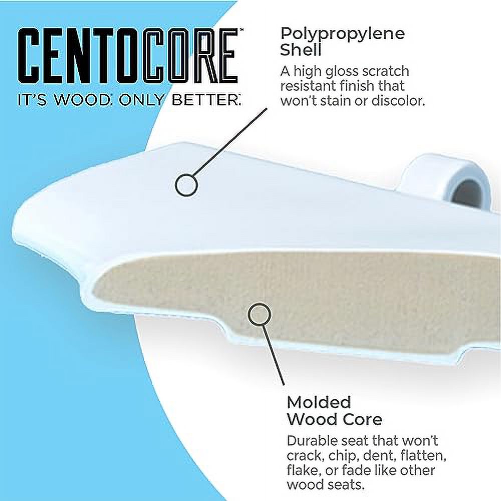 Centoco 900-301 Elongated Molded Wood Toilet Seat, Centocore Technology, Crane White (Cotton/Bright)