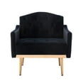 thumbnail image 2 of Modern Accent Chair, Leisure Single Sofa Chair with Rose Golden Feet, Velvet Upholstered Armchair with Highback, Reading Lounge Armchair Side Chair Furniture for Bedroom Living Room, Black, 2 of 7
