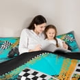 thumbnail image 5 of Castle Fairy Car Flag Queen Comforter Set,Vintage Geometric Plaid Bedding Comforter Set, 5 of 8