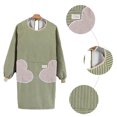 thumbnail image 3 of Cotton Linen Long Sleeve Apron, Kitchen Cooking Aprons, Bib Chef Apron with Pockets for Men Women - green, 3 of 5