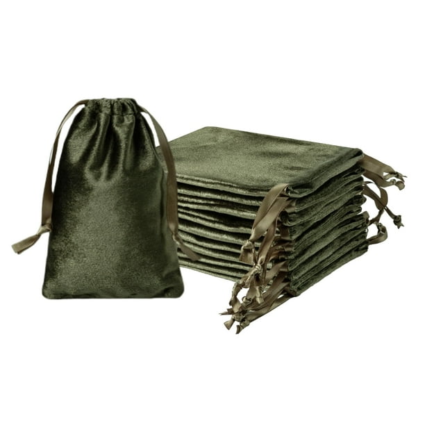 Bolsas de terciopelo con cordón QIANF 10x15 cm verdes 12 unidades