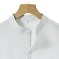 thumbnail image 5 of Vmvidoty Mens Cotton Linen Button Blouse Summer Solid Color Stand Collar Casual Top White M( Men's or Men's Big & Tall ), 5 of 8