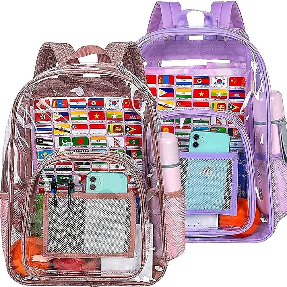 Heavy Duty Transparent Backpack See Through Large Backpack for School Clear Backpack 