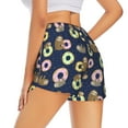 thumbnail image 4 of Picia Sloth with Donuts Pattern Women's 2 in 1 Athletic Running Shorts High Waisted Workout Casual Gym Sweat Shorts with Comfy Liner Zipper Pockets-X-Large, 4 of 9