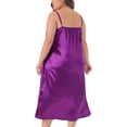 thumbnail image 4 of DARING DIVA Women's Plus Size V Neck Satin Sleeveless Nightgowns 3X Purple, 4 of 6