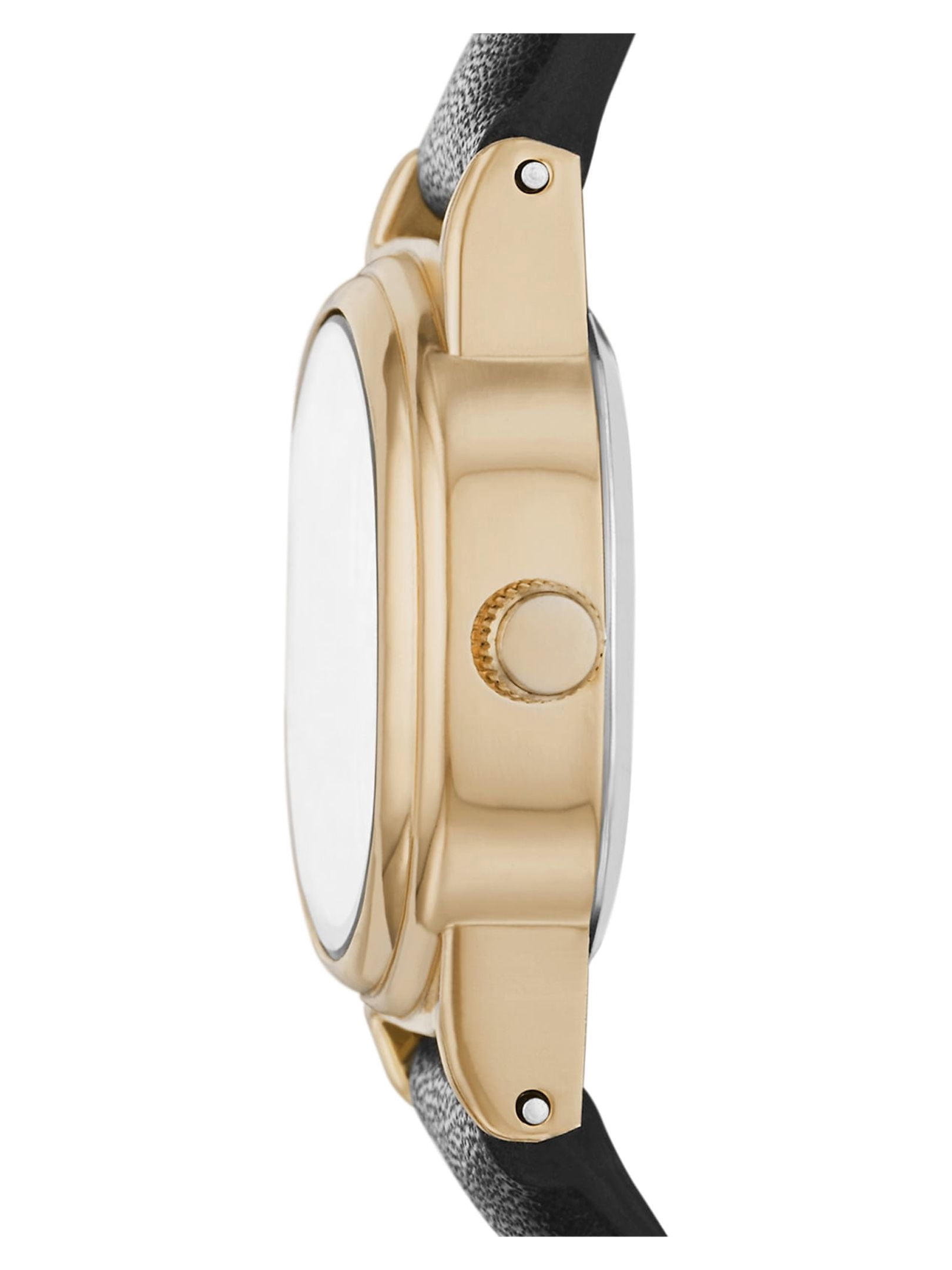 Time and Tru Women's Analog Wristwatch: Gold Tone Oval Case; Black Faux Leather Strap (FMDOTT061)